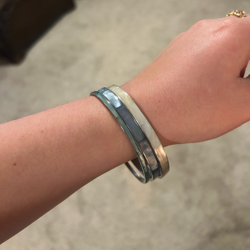 Elegant Blue and Silver Bangle Set